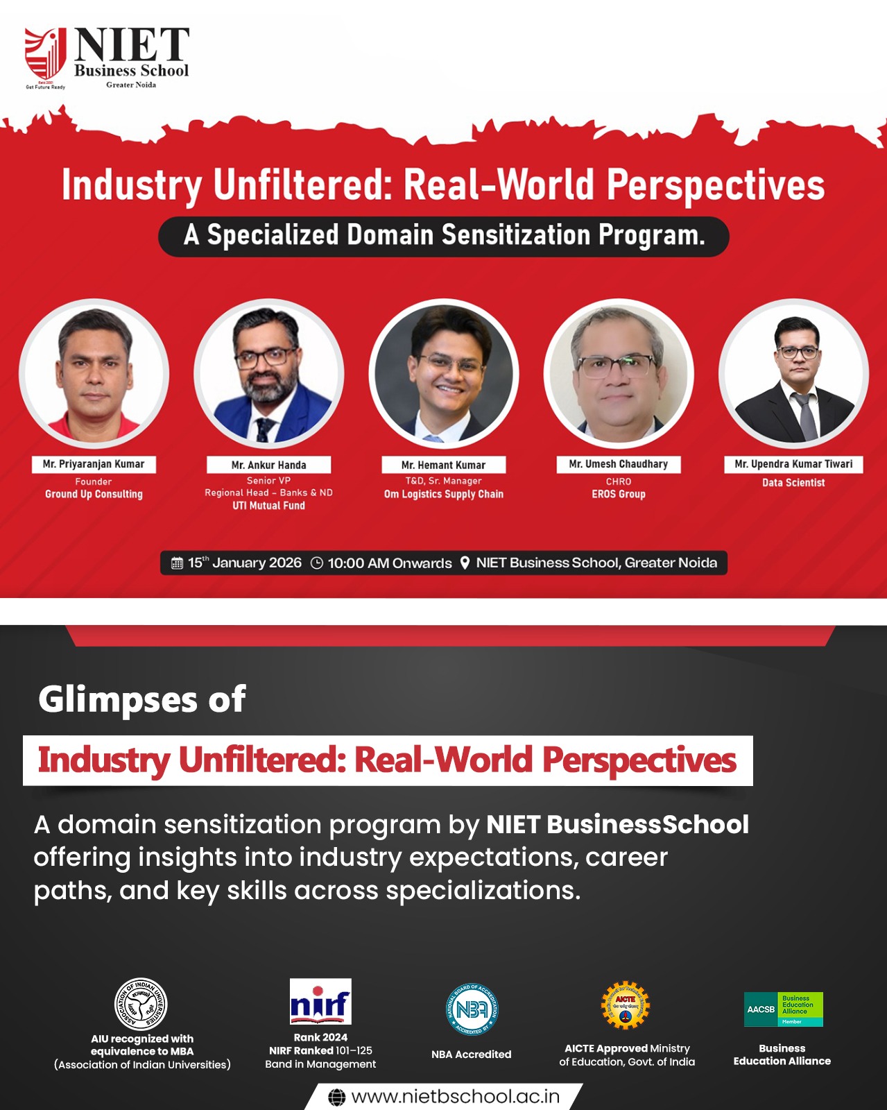 NIET Hosts Industry Unfiltered – Guiding Students Towards Future-Ready Careers