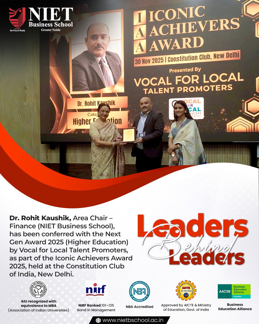 Dr. Rohit Kaushik of NIET Business School Honoured with Next Gen Award 2025 for Excellence in Higher Education