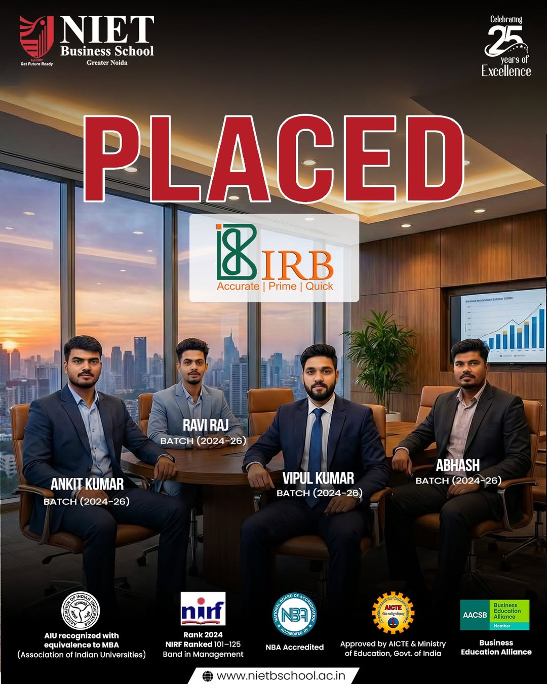 NIET Business School PGDM Batch 2024–26 Achieves Placements at Internet Research Bureau