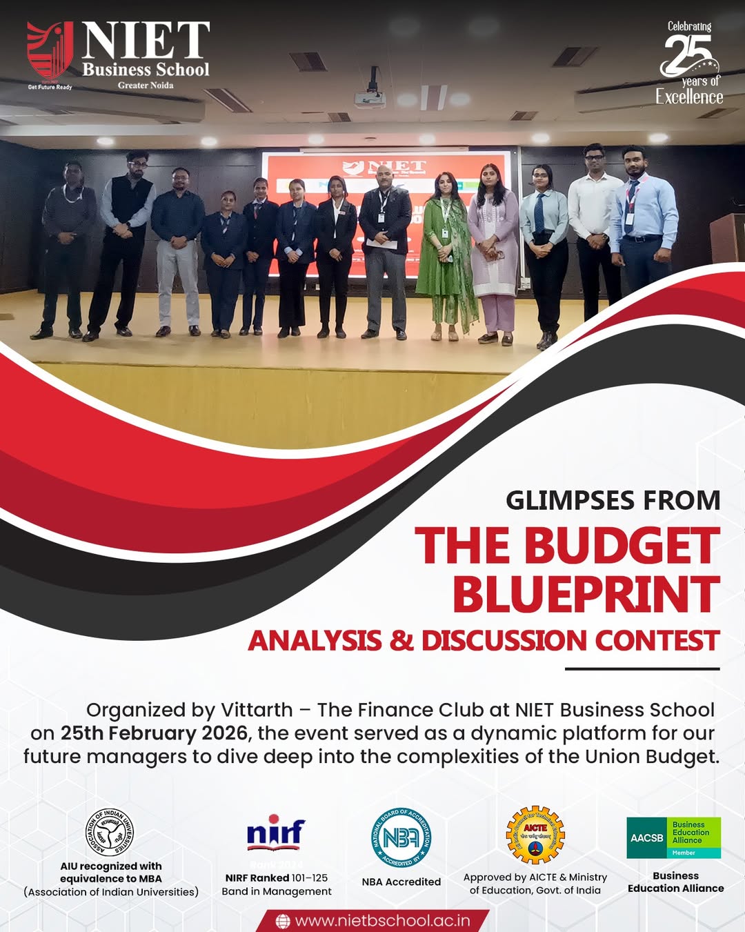 NIET Business School Organizes “The Budget Blueprint” – Union Budget Analysis & Discussion Contest 2026