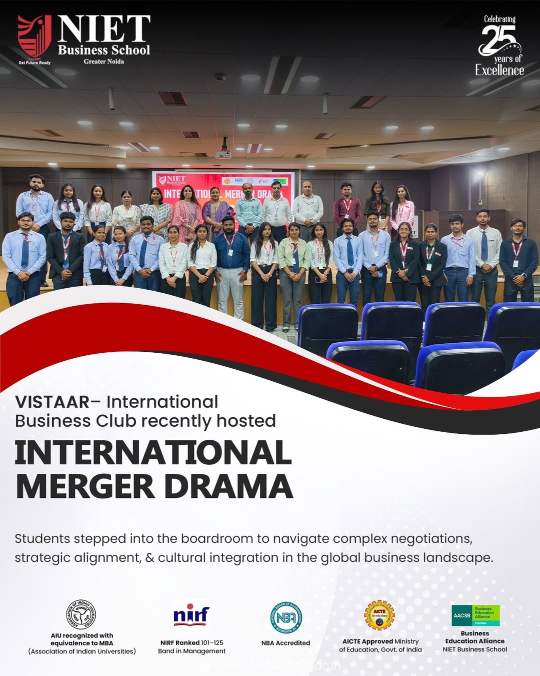 VISTAAR Club Hosts “International Merger Drama” at NIET Business School for Global Business Learning