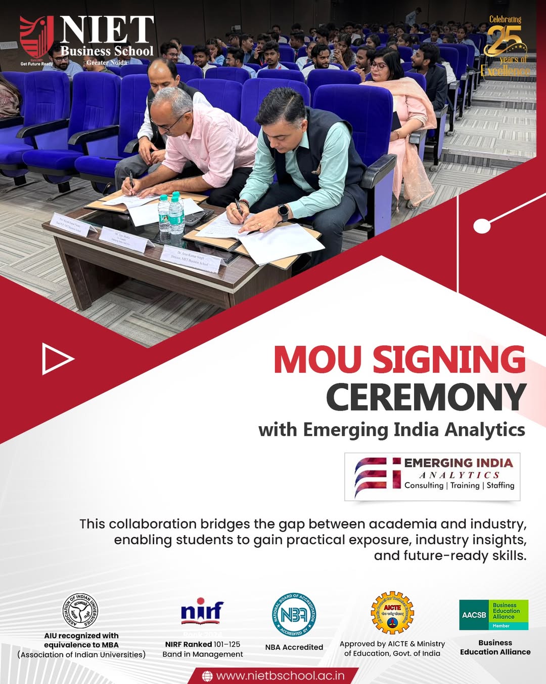 NIET Signs MoU with Emerging India Analytics to Strengthen Industry–Academia Collaboration