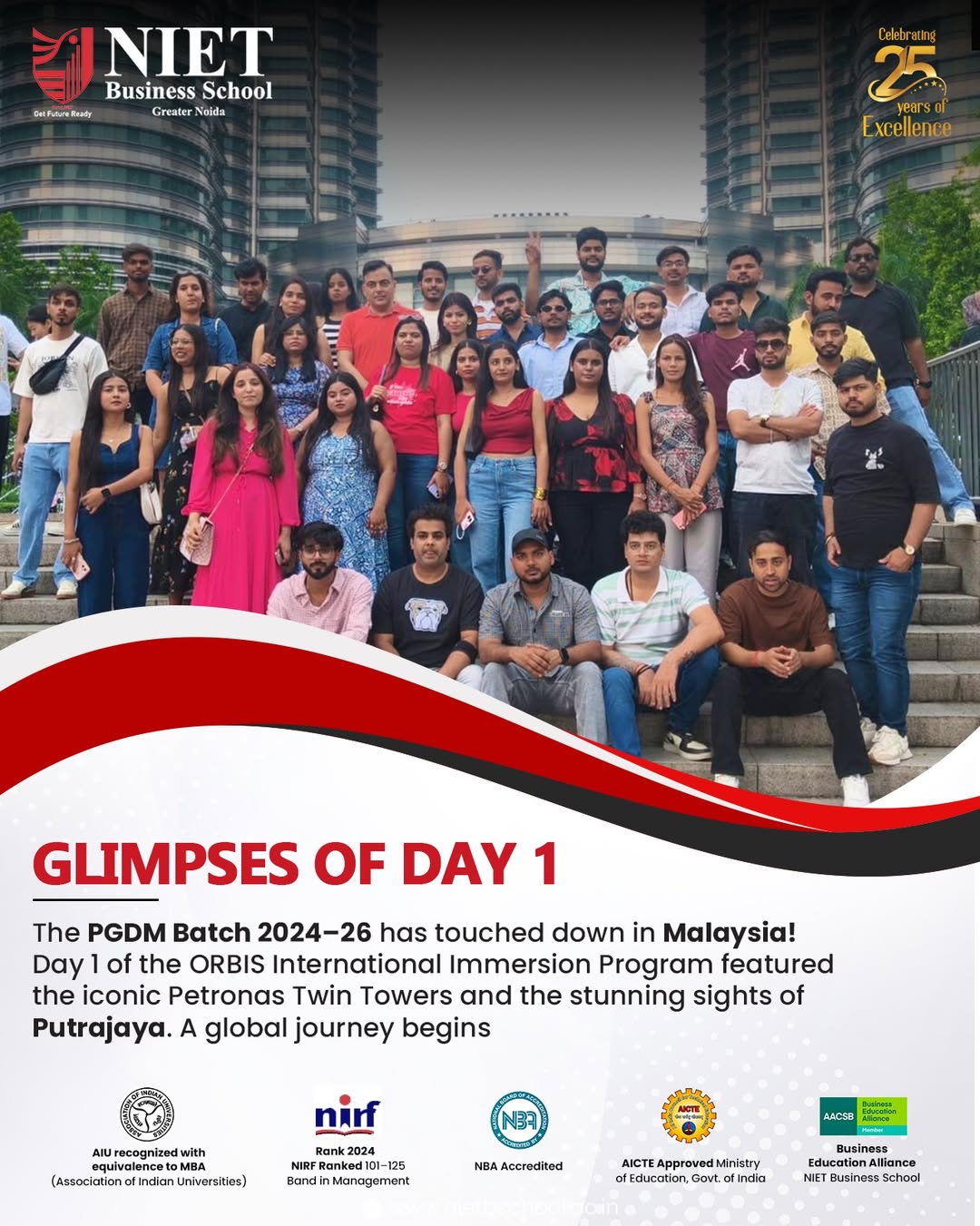 NIET PGDM Batch 2024–26 Begins Malaysia Immersion: Day 1 Highlights from Kuala Lumpur &amp; Putrajaya