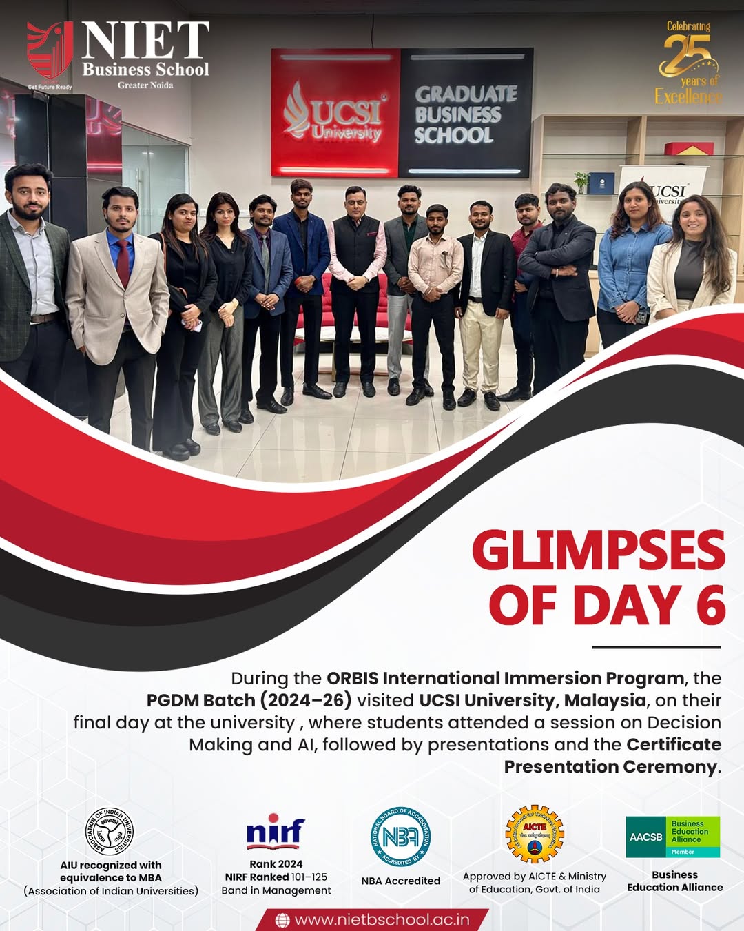NIET PGDM Batch Concludes ORBIS Malaysia Program at UCSI University: Day 6 Highlights