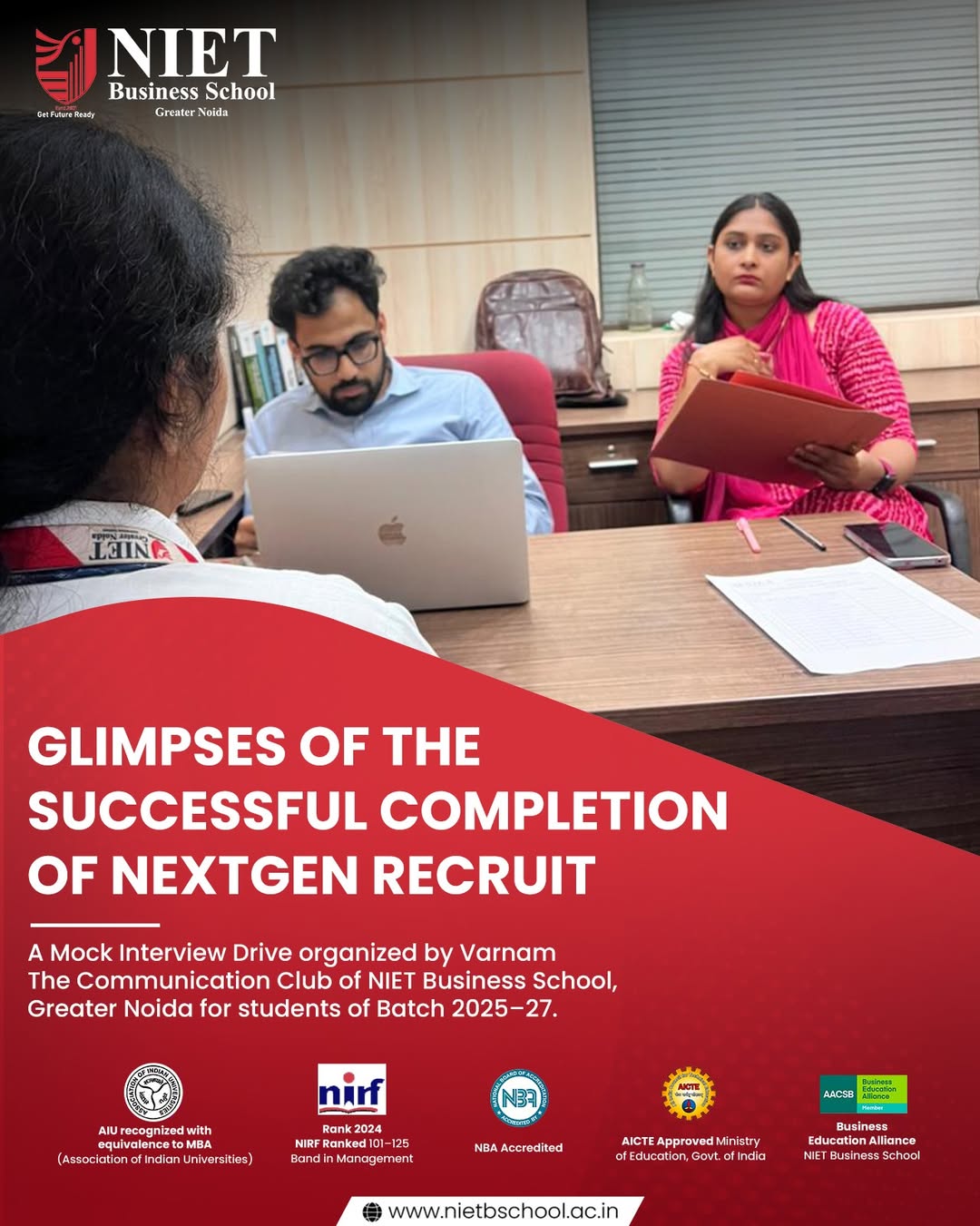 NIET Business School Successfully Organizes NEXTGEN RECRUIT Mock Interview Drive for PGDM Batch 2025–27