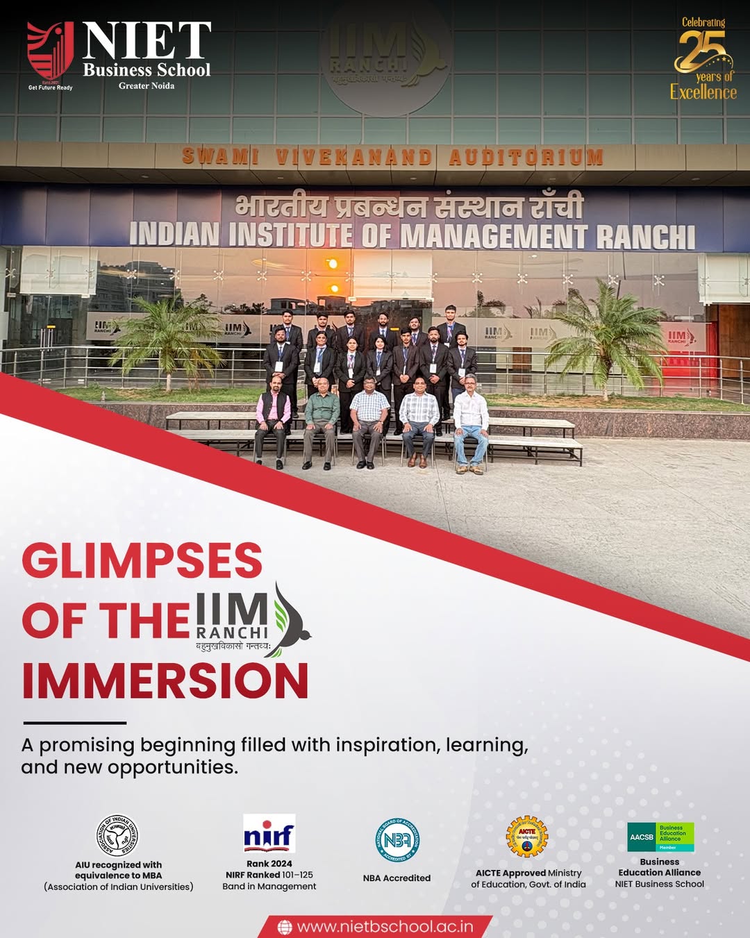 Glimpses from IIM Ranchi Immersion: NIET Students Explore Excellence and New Opportunities