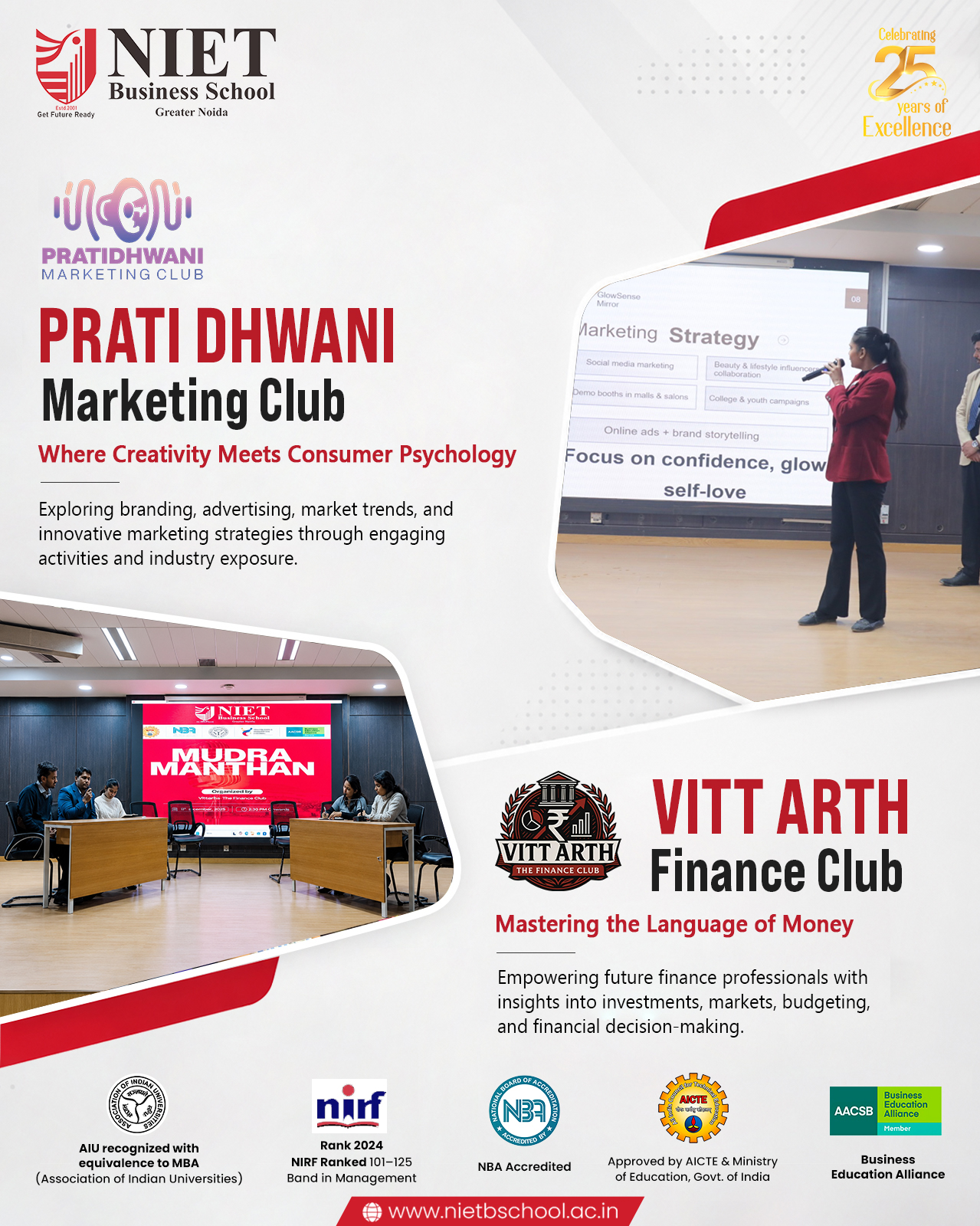 PRATI DHWANI Marketing Club and VITT ARTH Finance Club – Fostering Marketing Excellence and Financial Intelligence at NIET Business School