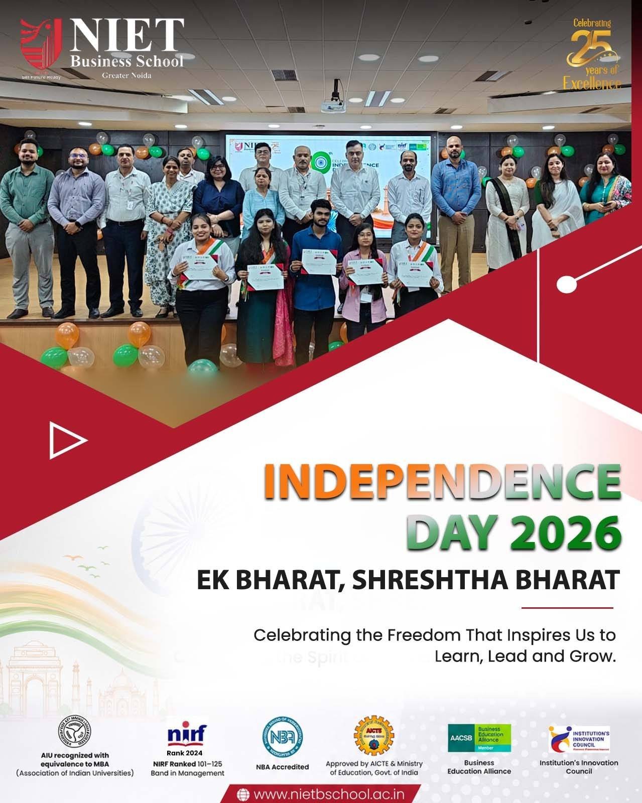 Independence Day Celebration at NIET Business School – Ek Bharat, Shreshtha Bharat, Patriotism and India’s Diverse Heritage